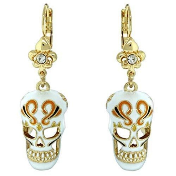 Skull Dangles Halloween Skeleton Earrings - Picture 1 of 8